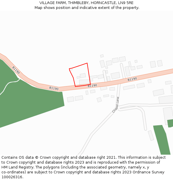 VILLAGE FARM, THIMBLEBY, HORNCASTLE, LN9 5RE: Location map and indicative extent of plot
