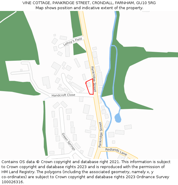 VINE COTTAGE, PANKRIDGE STREET, CRONDALL, FARNHAM, GU10 5RG: Location map and indicative extent of plot