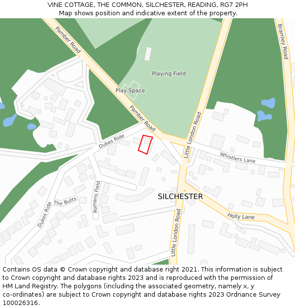 VINE COTTAGE, THE COMMON, SILCHESTER, READING, RG7 2PH: Location map and indicative extent of plot