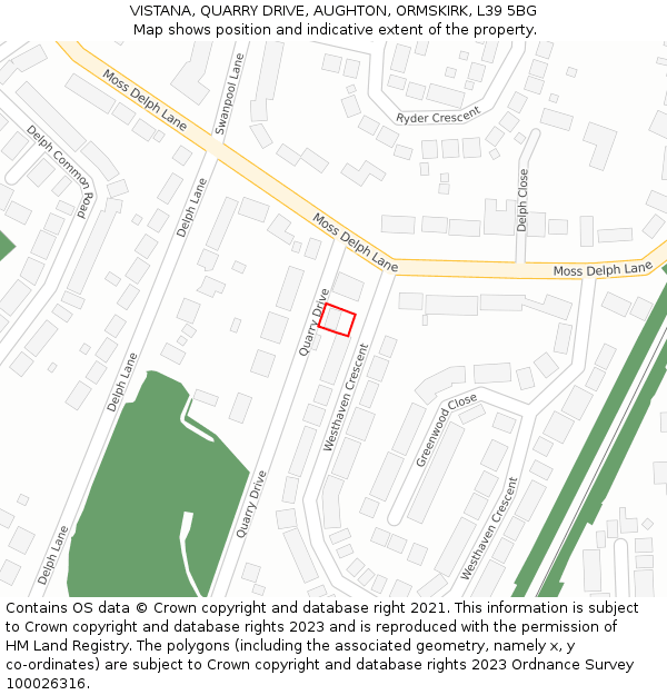 VISTANA, QUARRY DRIVE, AUGHTON, ORMSKIRK, L39 5BG: Location map and indicative extent of plot