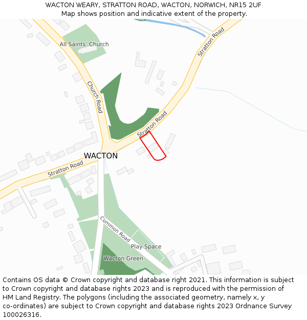 WACTON WEARY, STRATTON ROAD, WACTON, NORWICH, NR15 2UF: Location map and indicative extent of plot