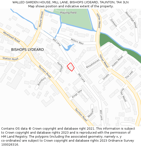 WALLED GARDEN HOUSE, MILL LANE, BISHOPS LYDEARD, TAUNTON, TA4 3LN: Location map and indicative extent of plot