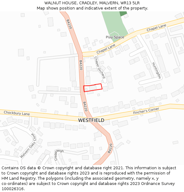 WALNUT HOUSE, CRADLEY, MALVERN, WR13 5LR: Location map and indicative extent of plot