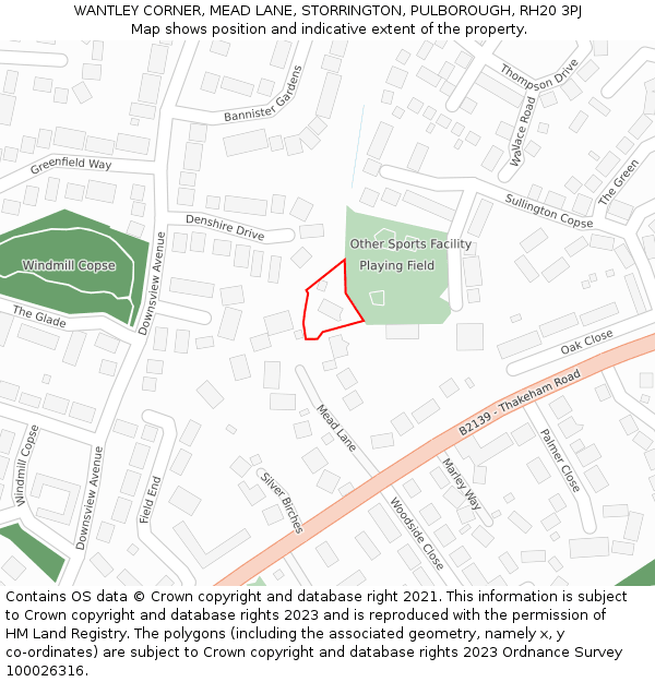 WANTLEY CORNER, MEAD LANE, STORRINGTON, PULBOROUGH, RH20 3PJ: Location map and indicative extent of plot