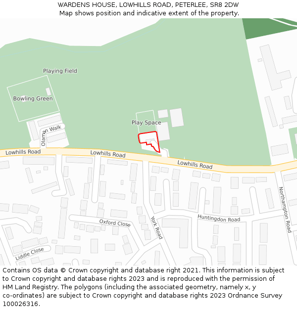 WARDENS HOUSE, LOWHILLS ROAD, PETERLEE, SR8 2DW: Location map and indicative extent of plot