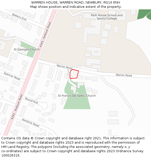 WARREN HOUSE, WARREN ROAD, NEWBURY, RG14 6NH: Location map and indicative extent of plot