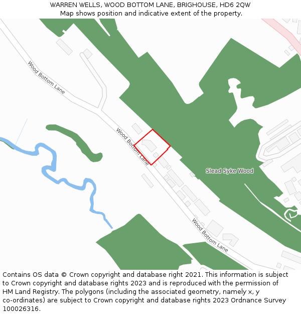 WARREN WELLS, WOOD BOTTOM LANE, BRIGHOUSE, HD6 2QW: Location map and indicative extent of plot