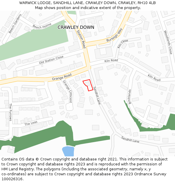 WARWICK LODGE, SANDHILL LANE, CRAWLEY DOWN, CRAWLEY, RH10 4LB: Location map and indicative extent of plot
