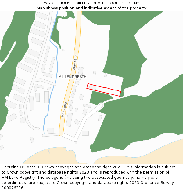 WATCH HOUSE, MILLENDREATH, LOOE, PL13 1NY: Location map and indicative extent of plot