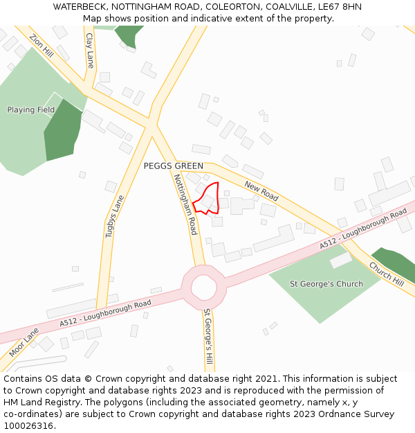 WATERBECK, NOTTINGHAM ROAD, COLEORTON, COALVILLE, LE67 8HN: Location map and indicative extent of plot