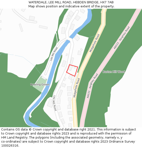 WATERDALE, LEE MILL ROAD, HEBDEN BRIDGE, HX7 7AB: Location map and indicative extent of plot