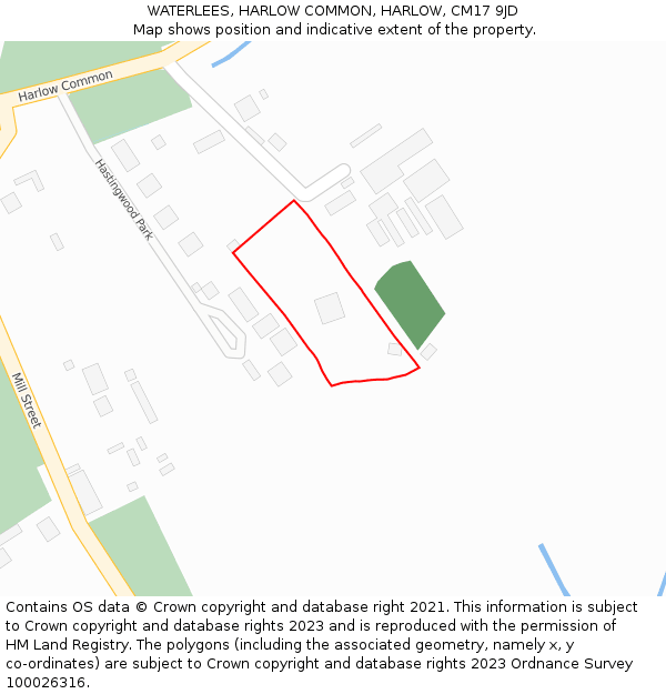 WATERLEES, HARLOW COMMON, HARLOW, CM17 9JD: Location map and indicative extent of plot