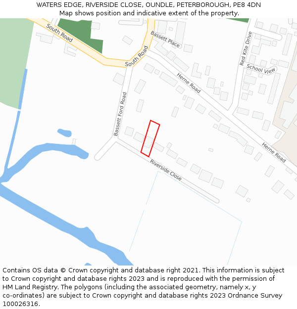 WATERS EDGE, RIVERSIDE CLOSE, OUNDLE, PETERBOROUGH, PE8 4DN: Location map and indicative extent of plot