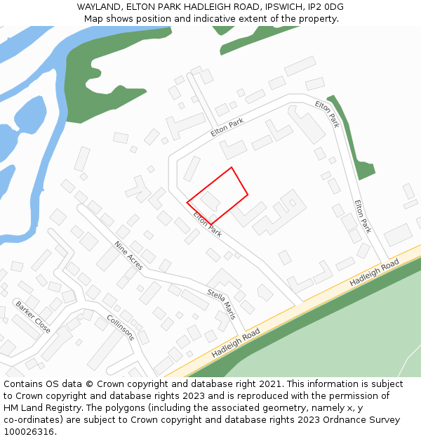 WAYLAND, ELTON PARK HADLEIGH ROAD, IPSWICH, IP2 0DG: Location map and indicative extent of plot