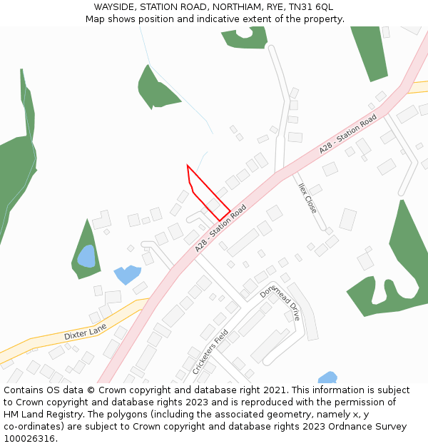 WAYSIDE, STATION ROAD, NORTHIAM, RYE, TN31 6QL: Location map and indicative extent of plot