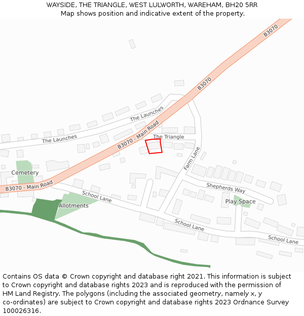 WAYSIDE, THE TRIANGLE, WEST LULWORTH, WAREHAM, BH20 5RR: Location map and indicative extent of plot