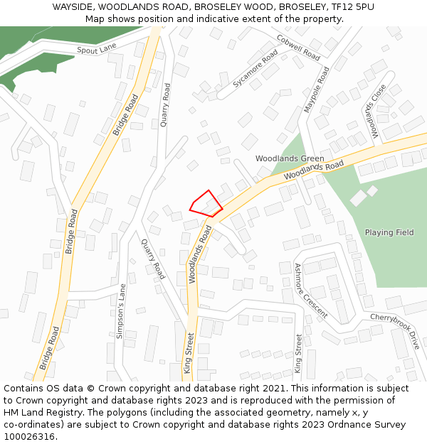 WAYSIDE, WOODLANDS ROAD, BROSELEY WOOD, BROSELEY, TF12 5PU: Location map and indicative extent of plot