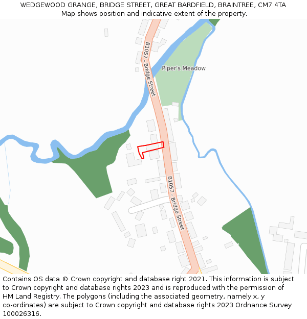 WEDGEWOOD GRANGE, BRIDGE STREET, GREAT BARDFIELD, BRAINTREE, CM7 4TA: Location map and indicative extent of plot