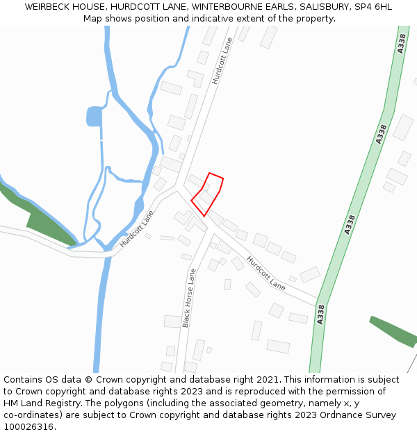WEIRBECK HOUSE, HURDCOTT LANE, WINTERBOURNE EARLS, SALISBURY, SP4 6HL: Location map and indicative extent of plot