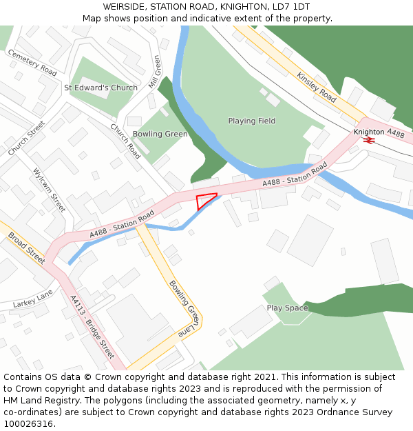 WEIRSIDE, STATION ROAD, KNIGHTON, LD7 1DT: Location map and indicative extent of plot