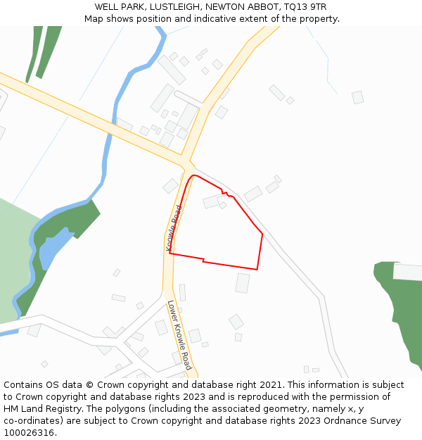 WELL PARK, LUSTLEIGH, NEWTON ABBOT, TQ13 9TR: Location map and indicative extent of plot