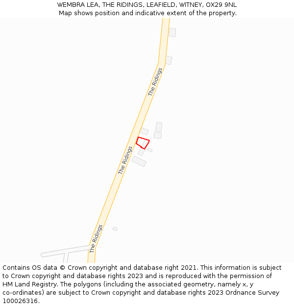 WEMBRA LEA, THE RIDINGS, LEAFIELD, WITNEY, OX29 9NL: Location map and indicative extent of plot