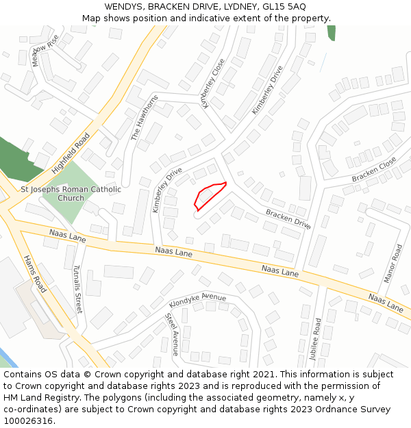 WENDYS, BRACKEN DRIVE, LYDNEY, GL15 5AQ: Location map and indicative extent of plot