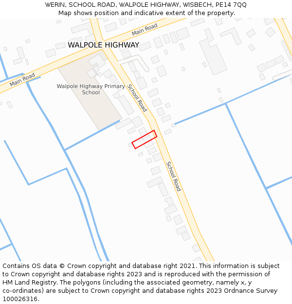 WERIN, SCHOOL ROAD, WALPOLE HIGHWAY, WISBECH, PE14 7QQ: Location map and indicative extent of plot