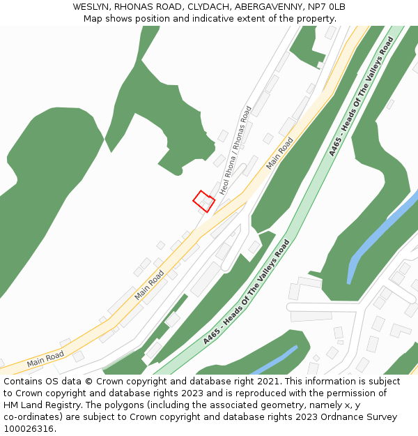 WESLYN, RHONAS ROAD, CLYDACH, ABERGAVENNY, NP7 0LB: Location map and indicative extent of plot