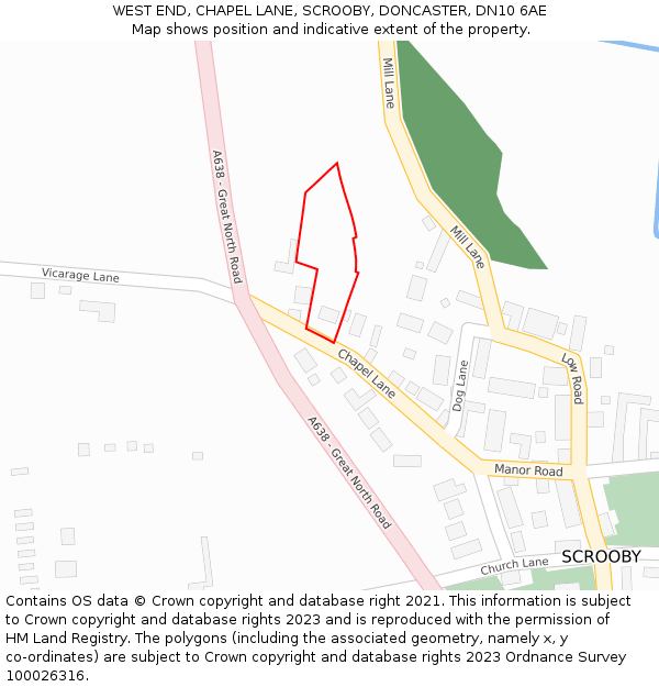 WEST END, CHAPEL LANE, SCROOBY, DONCASTER, DN10 6AE: Location map and indicative extent of plot