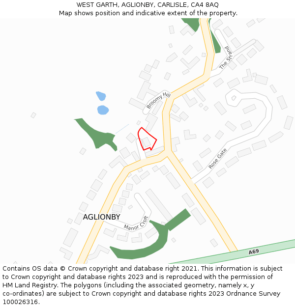WEST GARTH, AGLIONBY, CARLISLE, CA4 8AQ: Location map and indicative extent of plot