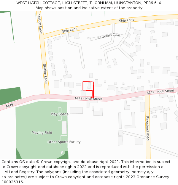 WEST HATCH COTTAGE, HIGH STREET, THORNHAM, HUNSTANTON, PE36 6LX: Location map and indicative extent of plot