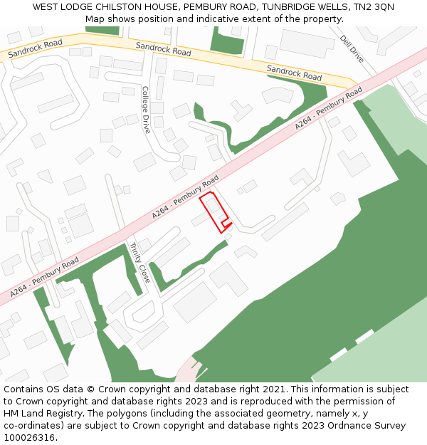 WEST LODGE CHILSTON HOUSE, PEMBURY ROAD, TUNBRIDGE WELLS, TN2 3QN: Location map and indicative extent of plot