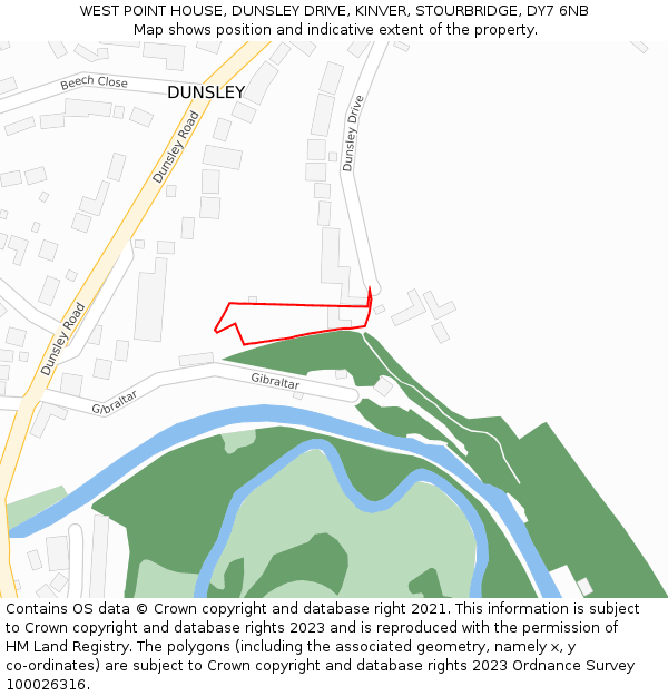 WEST POINT HOUSE, DUNSLEY DRIVE, KINVER, STOURBRIDGE, DY7 6NB: Location map and indicative extent of plot