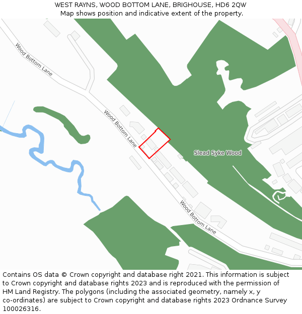 WEST RAYNS, WOOD BOTTOM LANE, BRIGHOUSE, HD6 2QW: Location map and indicative extent of plot