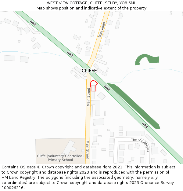 WEST VIEW COTTAGE, CLIFFE, SELBY, YO8 6NL: Location map and indicative extent of plot