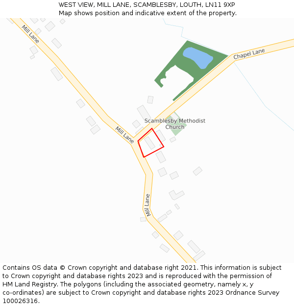 WEST VIEW, MILL LANE, SCAMBLESBY, LOUTH, LN11 9XP: Location map and indicative extent of plot