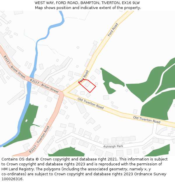 WEST WAY, FORD ROAD, BAMPTON, TIVERTON, EX16 9LW: Location map and indicative extent of plot