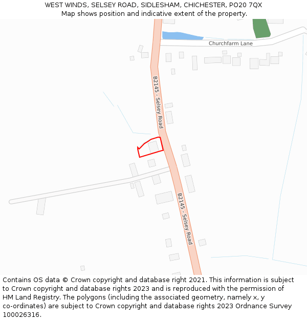 WEST WINDS, SELSEY ROAD, SIDLESHAM, CHICHESTER, PO20 7QX: Location map and indicative extent of plot
