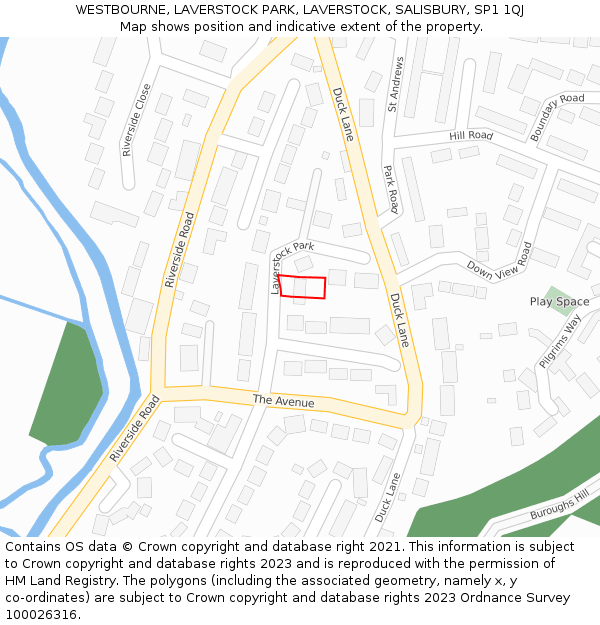 WESTBOURNE, LAVERSTOCK PARK, LAVERSTOCK, SALISBURY, SP1 1QJ: Location map and indicative extent of plot