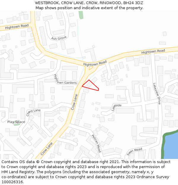 WESTBROOK, CROW LANE, CROW, RINGWOOD, BH24 3DZ: Location map and indicative extent of plot