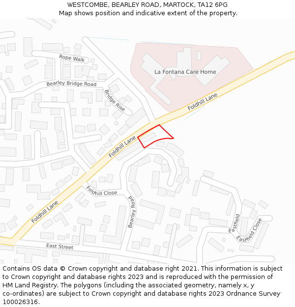 WESTCOMBE, BEARLEY ROAD, MARTOCK, TA12 6PG: Location map and indicative extent of plot
