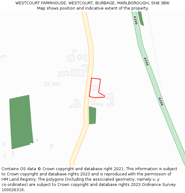 WESTCOURT FARMHOUSE, WESTCOURT, BURBAGE, MARLBOROUGH, SN8 3BW: Location map and indicative extent of plot