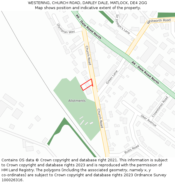 WESTERING, CHURCH ROAD, DARLEY DALE, MATLOCK, DE4 2GG: Location map and indicative extent of plot