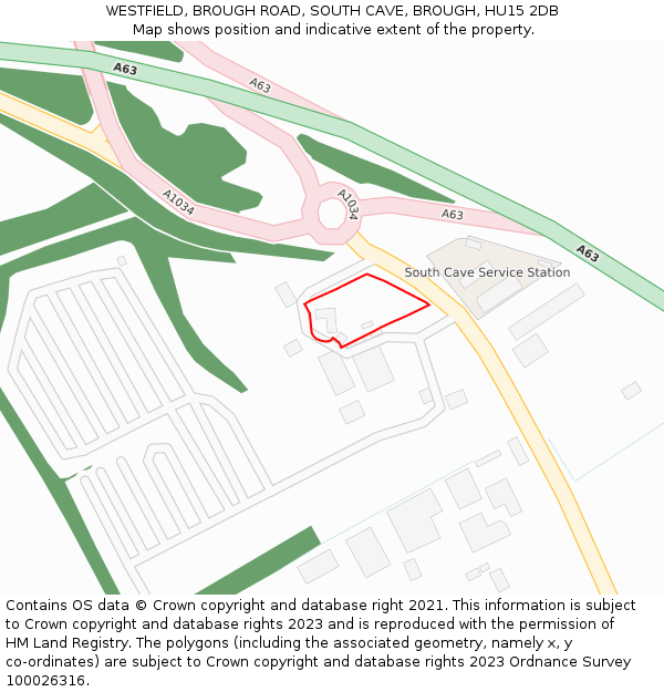 WESTFIELD, BROUGH ROAD, SOUTH CAVE, BROUGH, HU15 2DB: Location map and indicative extent of plot