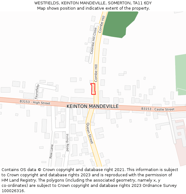 WESTFIELDS, KEINTON MANDEVILLE, SOMERTON, TA11 6DY: Location map and indicative extent of plot
