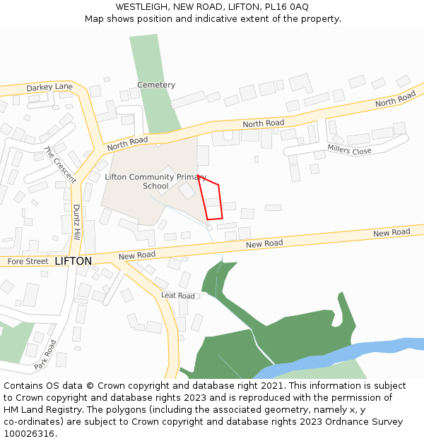 WESTLEIGH, NEW ROAD, LIFTON, PL16 0AQ: Location map and indicative extent of plot