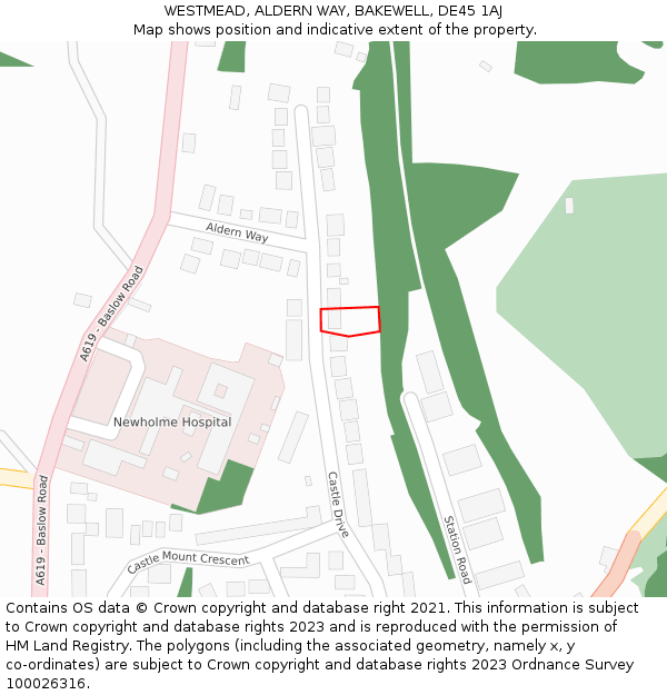 WESTMEAD, ALDERN WAY, BAKEWELL, DE45 1AJ: Location map and indicative extent of plot