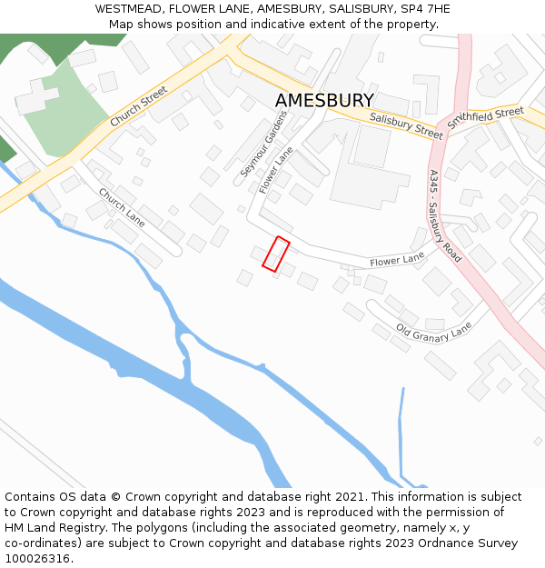 WESTMEAD, FLOWER LANE, AMESBURY, SALISBURY, SP4 7HE: Location map and indicative extent of plot