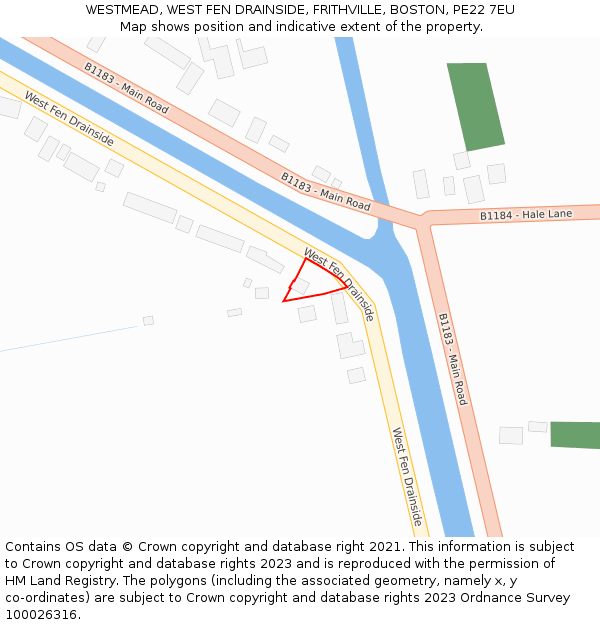 WESTMEAD, WEST FEN DRAINSIDE, FRITHVILLE, BOSTON, PE22 7EU: Location map and indicative extent of plot